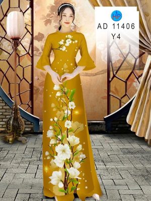 Vải Áo Dài Hoa In 3D AD 11406 30